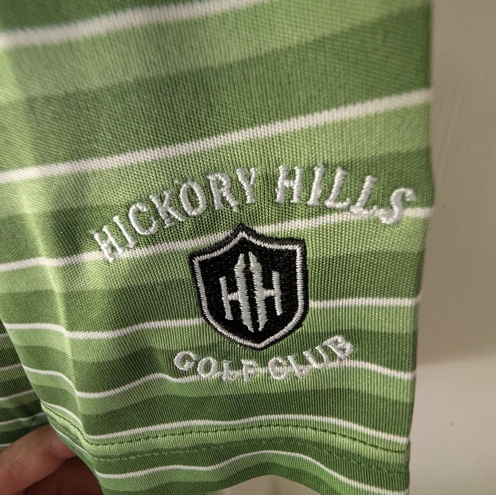 Two Tone Green Striped Men's Polo Shirt